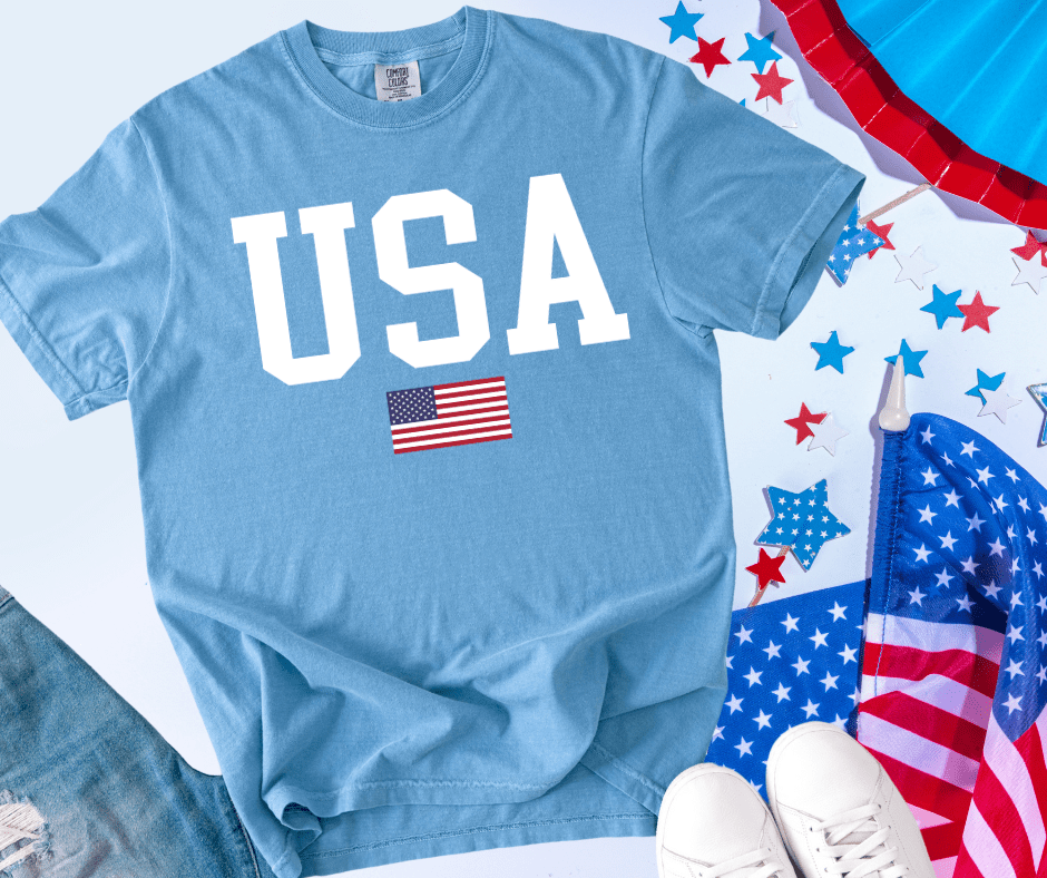 USA w/ American Flag - Graphic Tee - The Red Rival