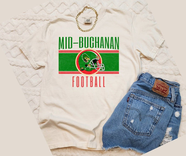 Vintage Mid - Buchanan Football Helmet Cream/Tan Styles - Tees - The Red Rival