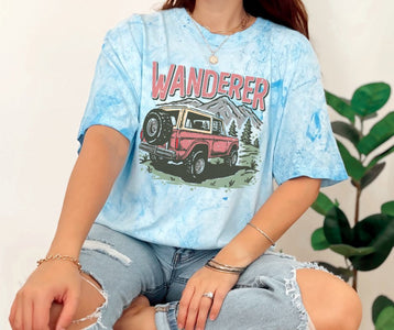Wanderer Bronco Blue Tie Dye Tee - Graphic Tee - The Red Rival