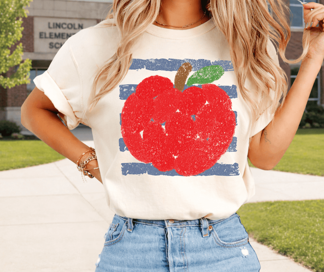 Watercolor Apple Ivory Tee - Graphic Tee - The Red Rival