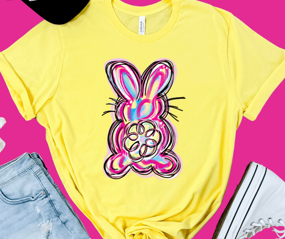 Watercolor Bunny Light Yellow Tee - Tees - The Red Rival
