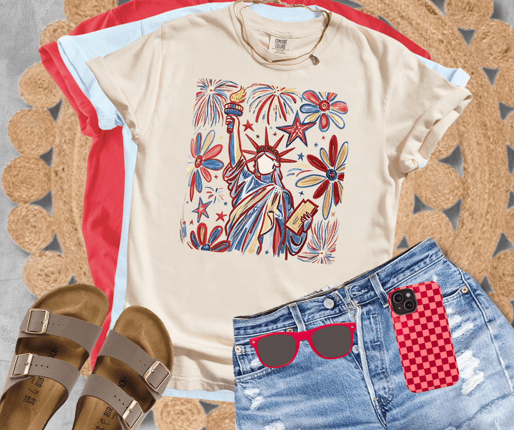 Watercolor Lady Liberty - Graphic Tee - The Red Rival