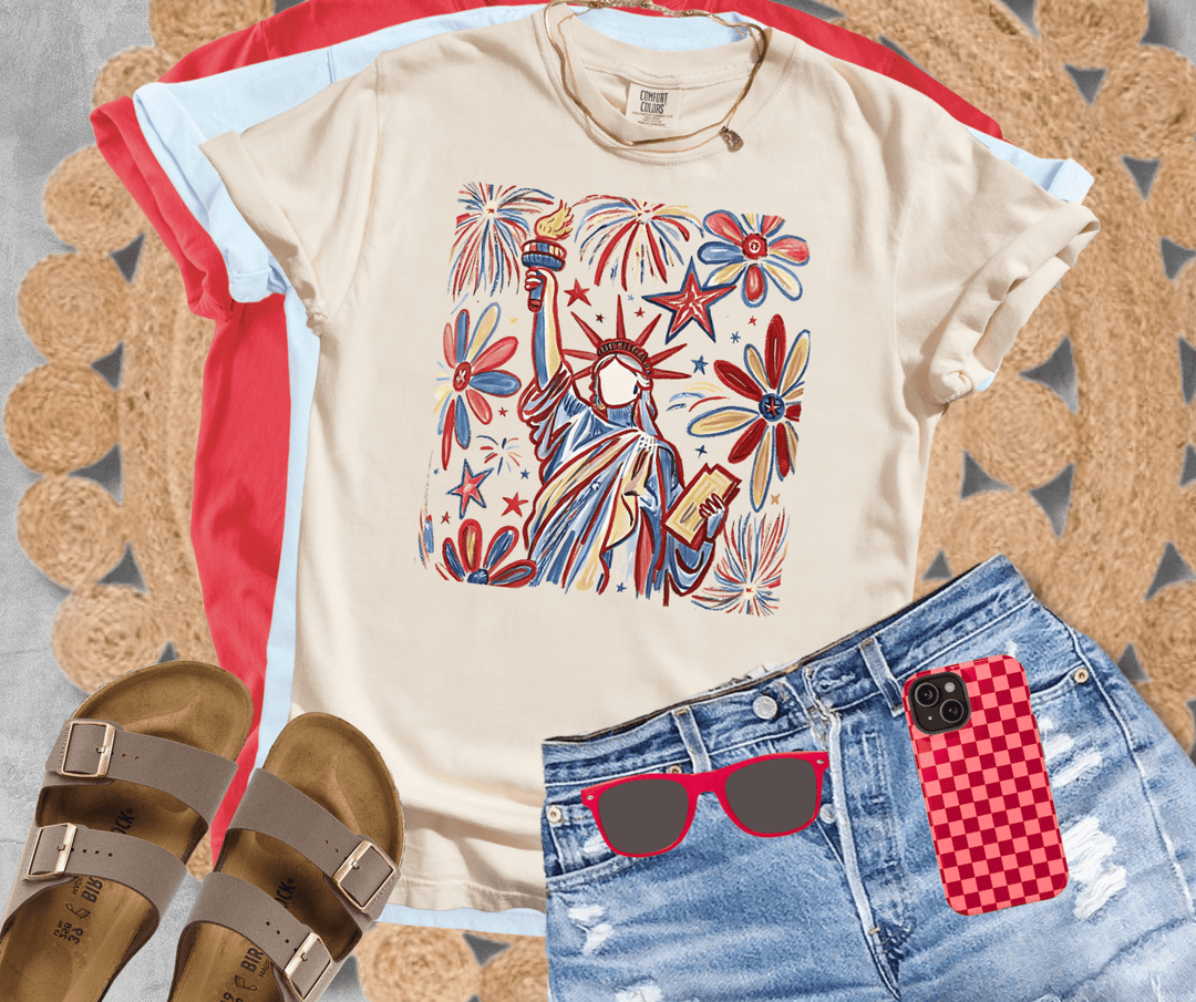 Watercolor Lady Liberty - Graphic Tee - The Red Rival
