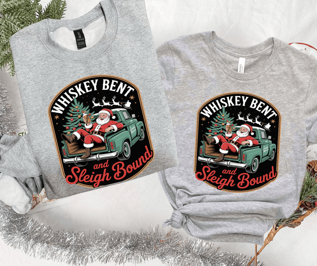 Whiskey Bent & Sleigh Bound Sport Grey Tee or Sweatshirt - Tees - The Red Rival