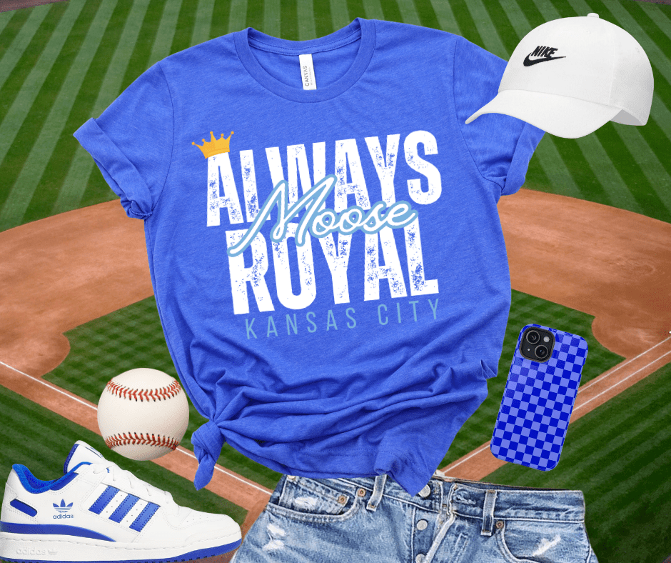 White Always Royal Moose - Heather Royal Blue Tee - Tees - The Red Rival