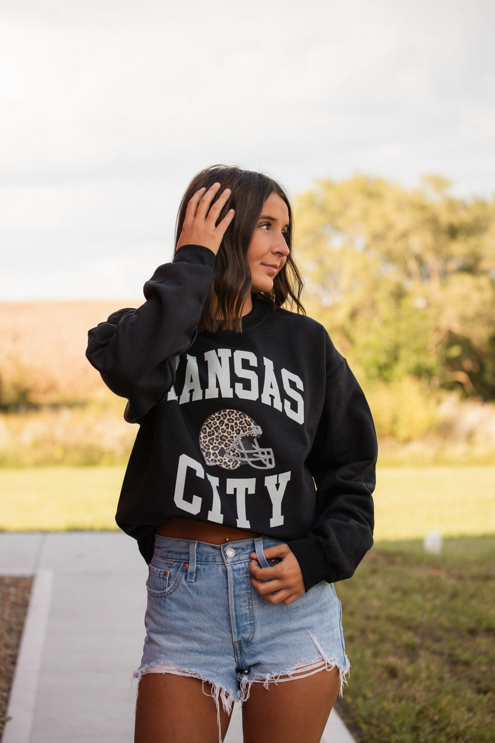 White Kansas City Leopard Helmet Sweatshirt or Tee - Wholesale - The Red Rival