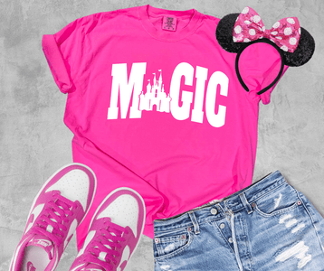 White Magic Disney Castle Pink Tee - Graphic Tee - The Red Rival