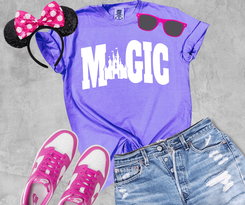 White Magic Disney Castle Purple Tee - Graphic Tee - The Red Rival