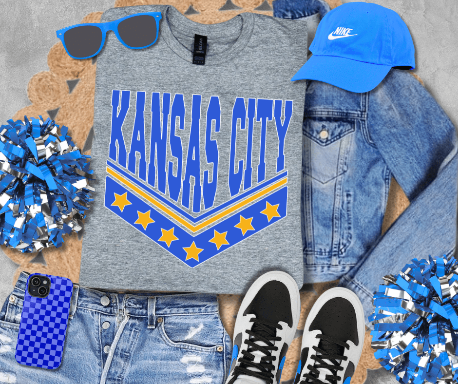 White outline Kansas City Baseball V - Stars - Tees - The Red Rival