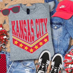 White outline Kansas City Football V - Stars - Tees - The Red Rival
