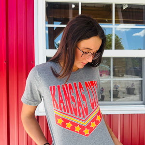 White outline Kansas City Football V - Stars - Tees - The Red Rival