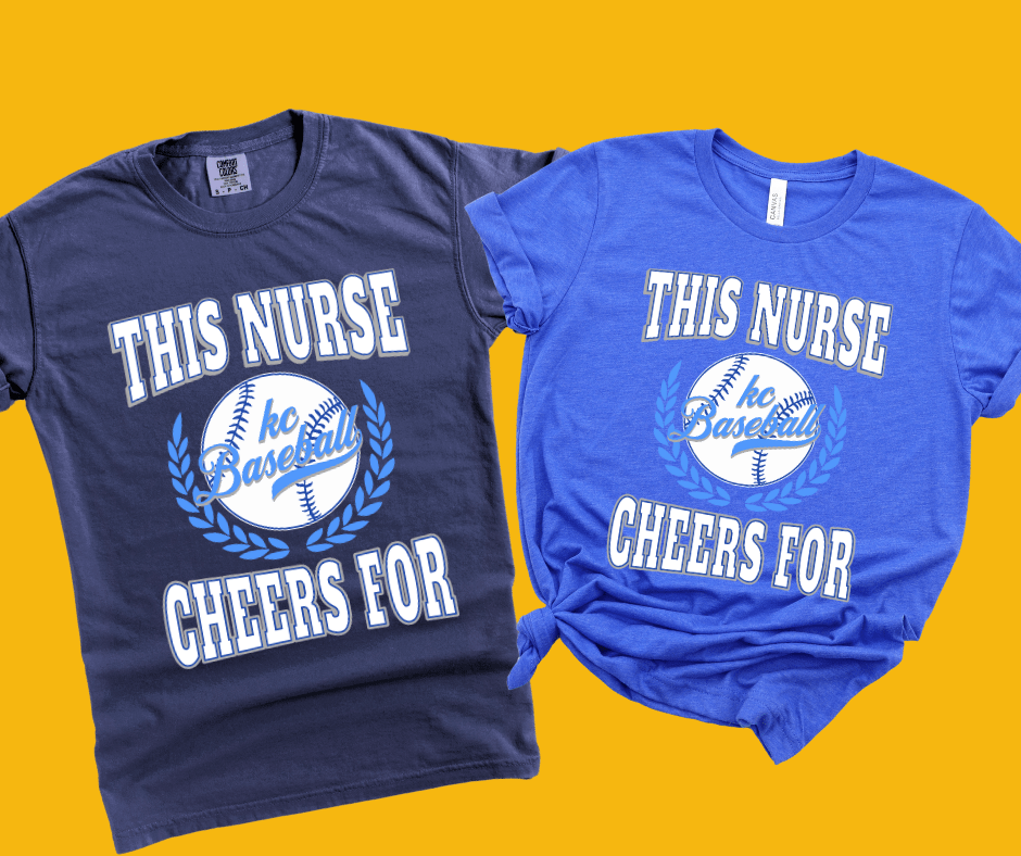 White This Nurse Cheers For KC Baseball Icon (Pick Your Tee Color) - Tees - The Red Rival