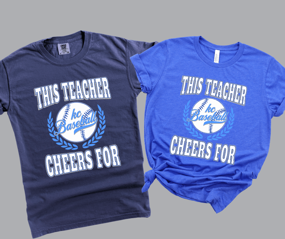 White This Teacher Cheers For KC Baseball Icon (Pick Your Tee Color) - Tees - The Red Rival
