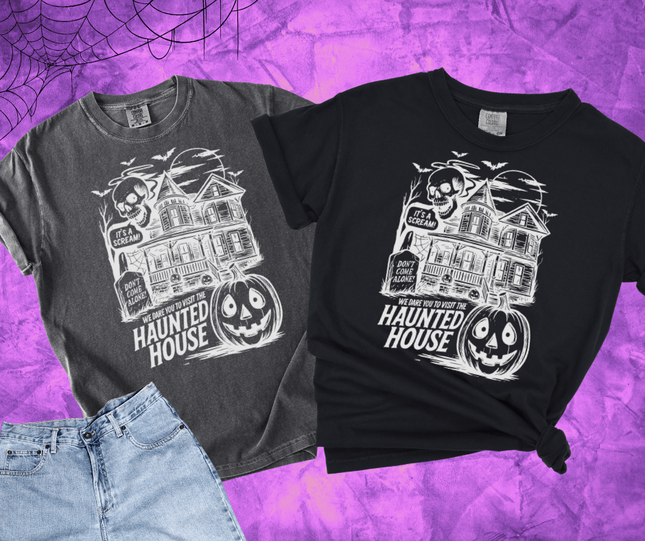 White - We Dare You To Visit The Haunted House (Pick Your Tee Color) - Graphic Tee - The Red Rival