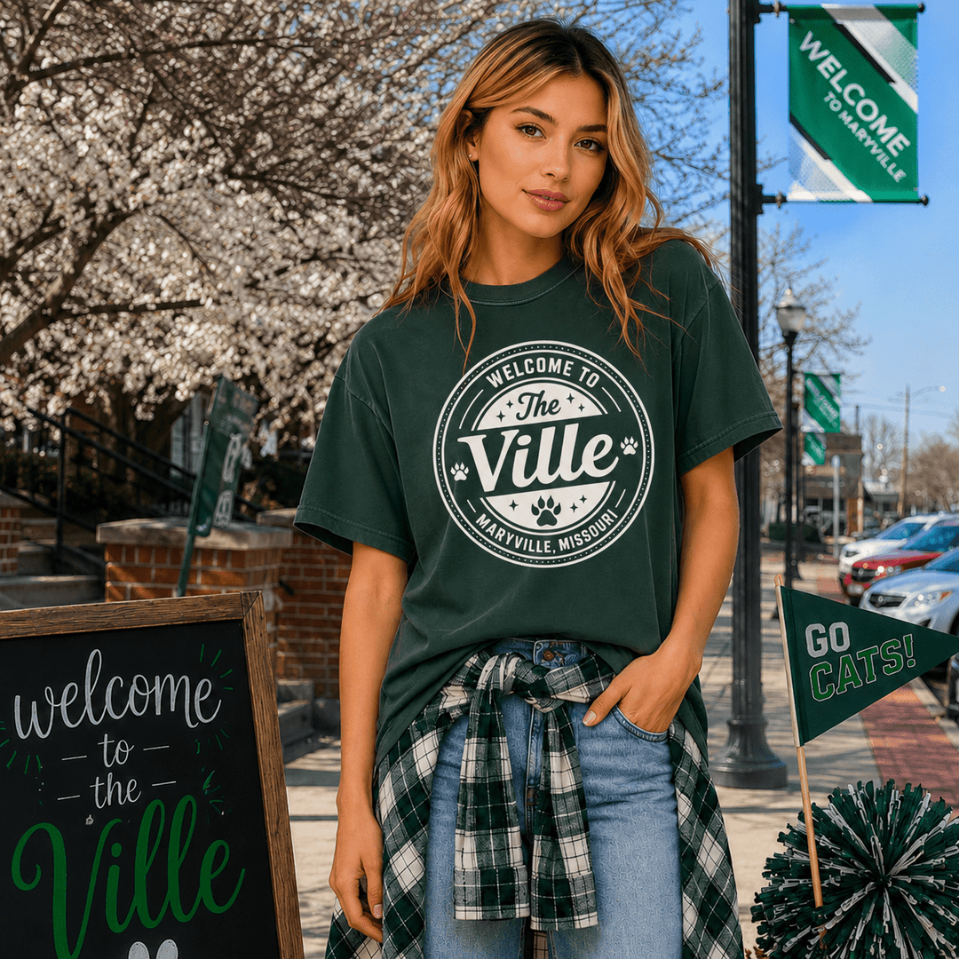 White Welcome to The Ville Green Tee - Tees - The Red Rival