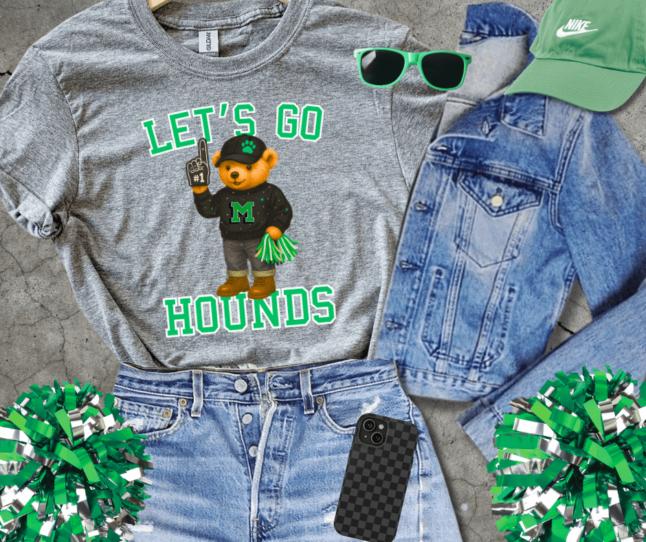 White/Green Hounds Bear Fan - Graphic Tee - The Red Rival