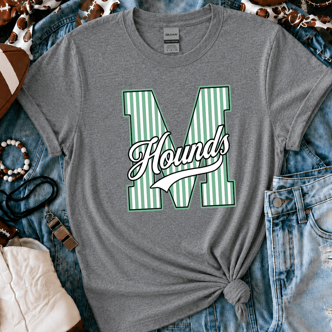 White/Green Striped HOUNDS Graphite Heather Tee - Tees - The Red Rival