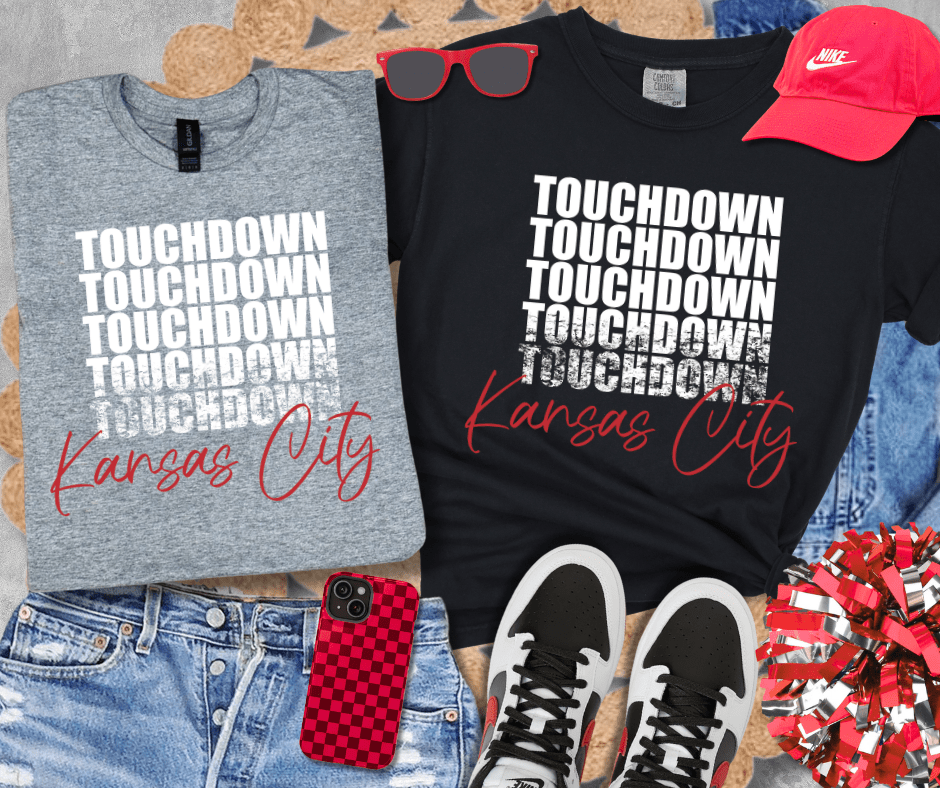 White/Red Touchdown Kansas City Repeat (Pick Your Tee Color) - Tees - The Red Rival
