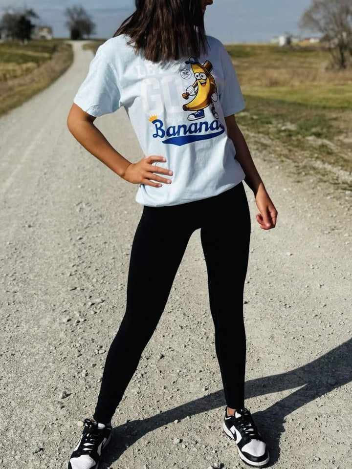 White/Royal Blue Let's Go Bananas Light Blue Graphic Tee - Graphic Tee - The Red Rival