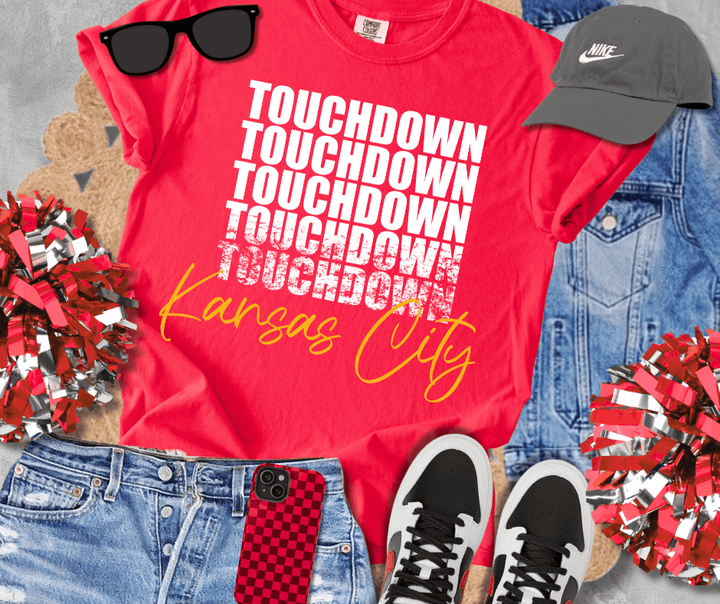 White/Yellow Touchdown Kansas City Repeat - Tees - The Red Rival