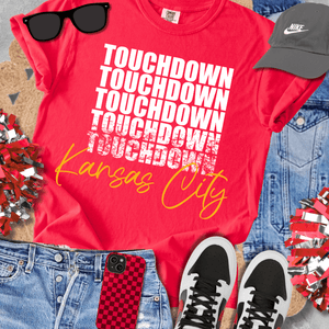 White/Yellow Touchdown Kansas City Repeat - Tees - The Red Rival