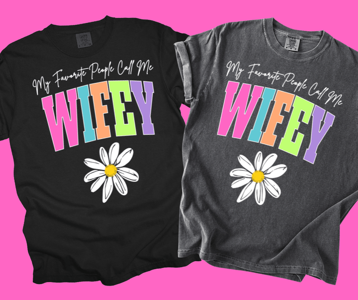 WIFEY - Multi - Color Varsity Letters (Pick your design & tee color) - Graphic Tee - The Red Rival