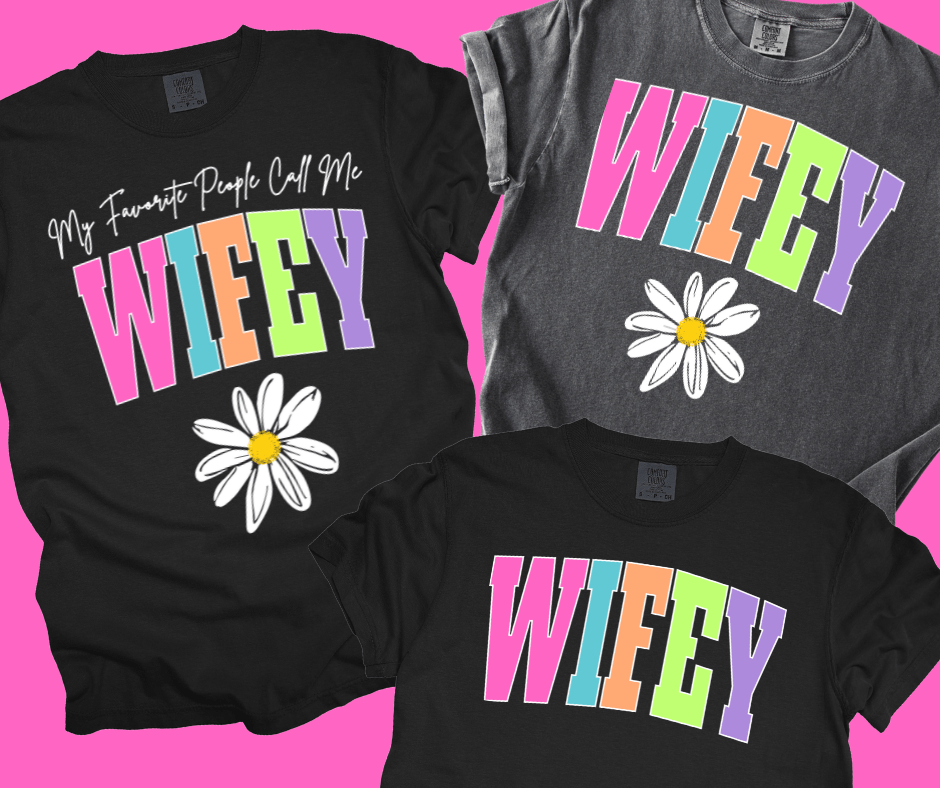 WIFEY - Multi - Color Varsity Letters (Pick your design & tee color) - Graphic Tee - The Red Rival