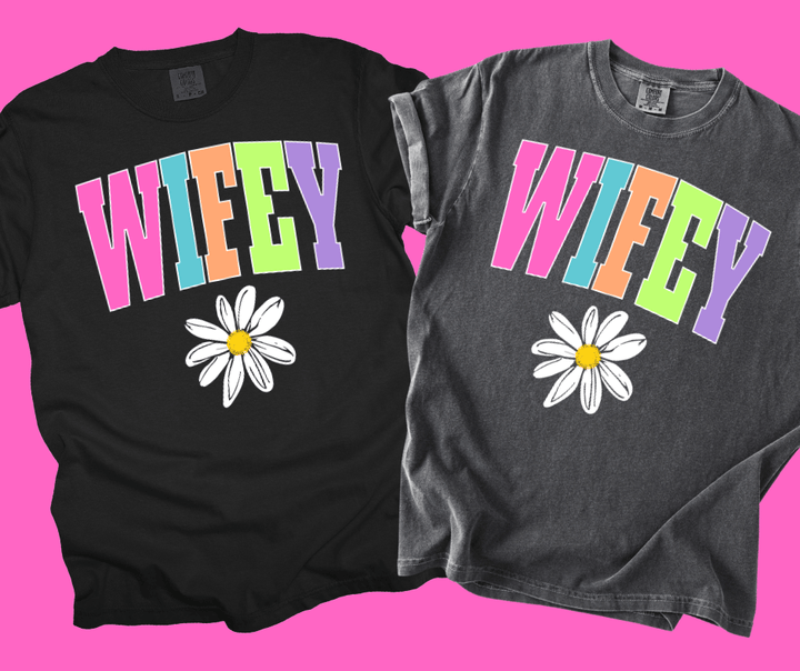 WIFEY - Multi - Color Varsity Letters (Pick your design & tee color) - Graphic Tee - The Red Rival