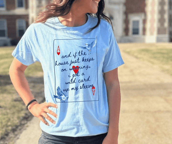 Wild Card Up My Sleeve Light Blue Tee - Tees - The Red Rival