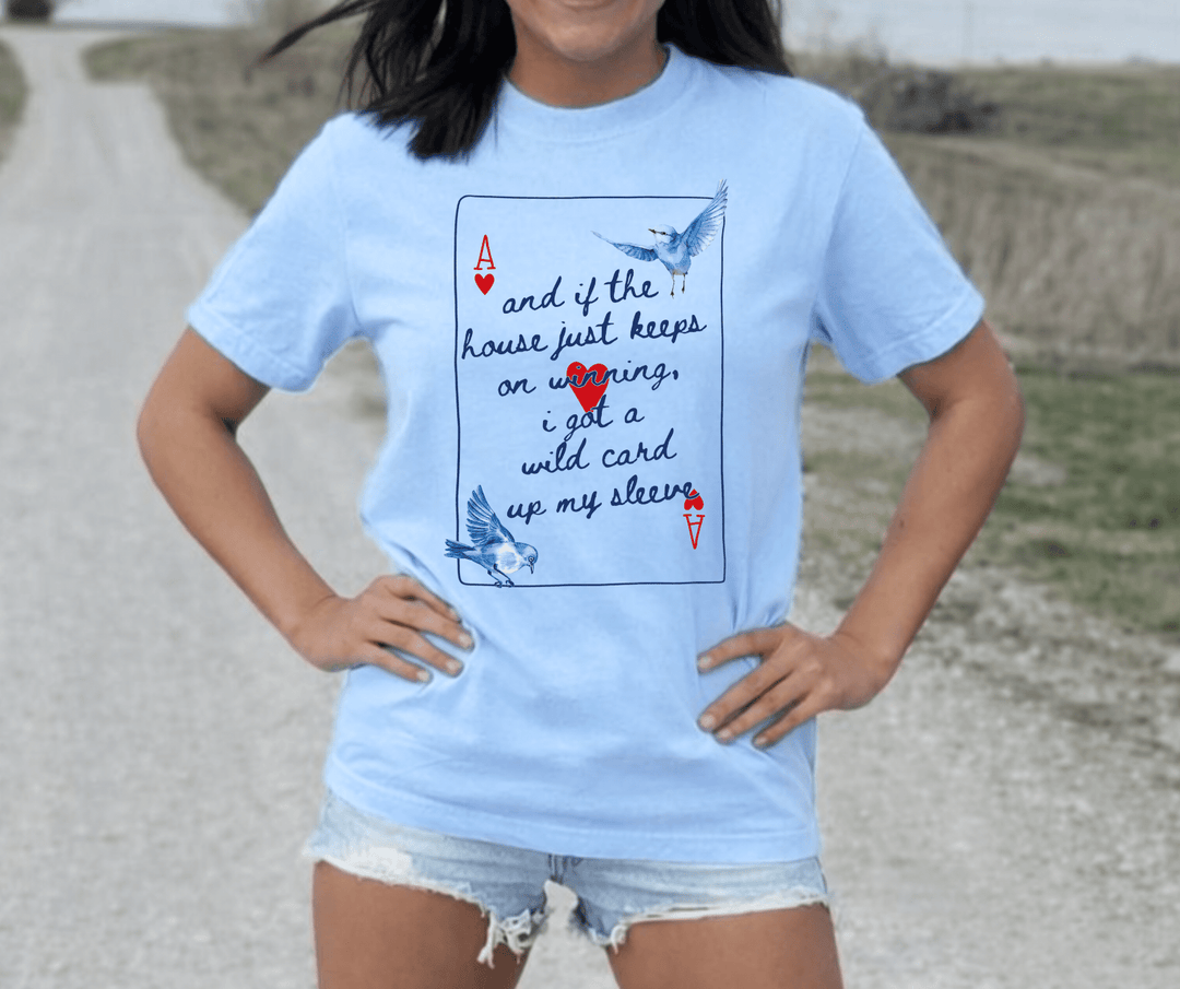 Wild Card Up My Sleeve Light Blue Tee - Tees - The Red Rival