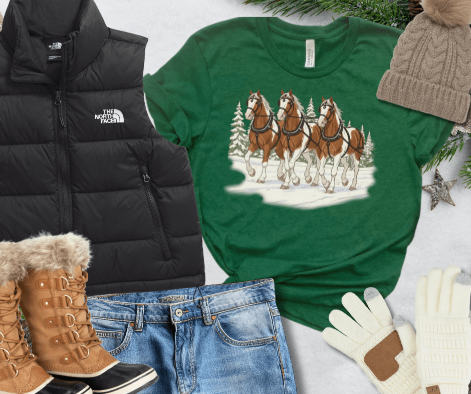 Winter Clydesdale Horses (Choose your Style) - Tees - The Red Rival