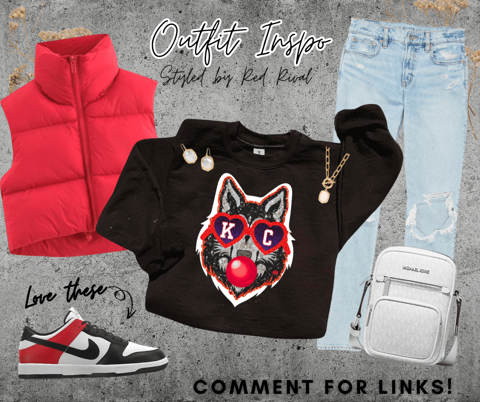 Wolf Blowing Bubble with KC Glasses Black Tee or Sweatshirt - Tees - The Red Rival