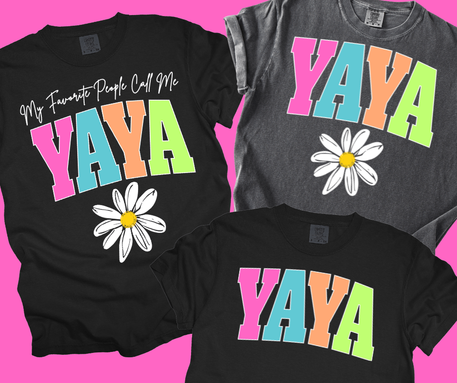 YAYA - Multi - Color Varsity Letters (Pick your design & tee color) - Graphic Tee - The Red Rival