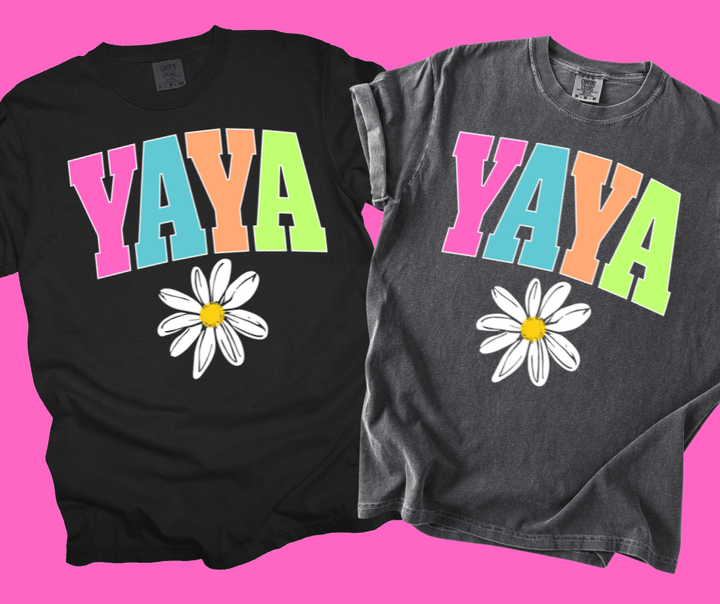 YAYA - Multi - Color Varsity Letters (Pick your design & tee color) - Graphic Tee - The Red Rival