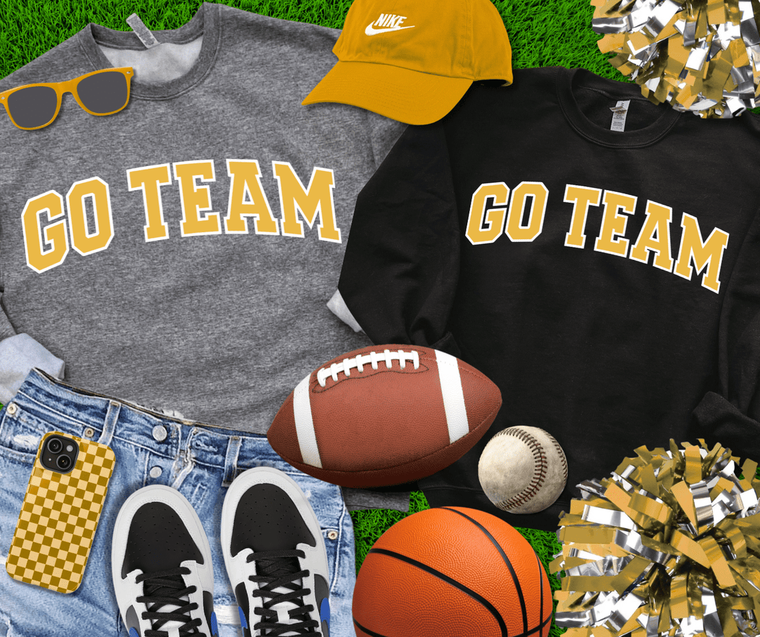 Yellow Go Team Varsity Letters (Pick Your Color & Style) - Tees & Sweatshirts - The Red Rival