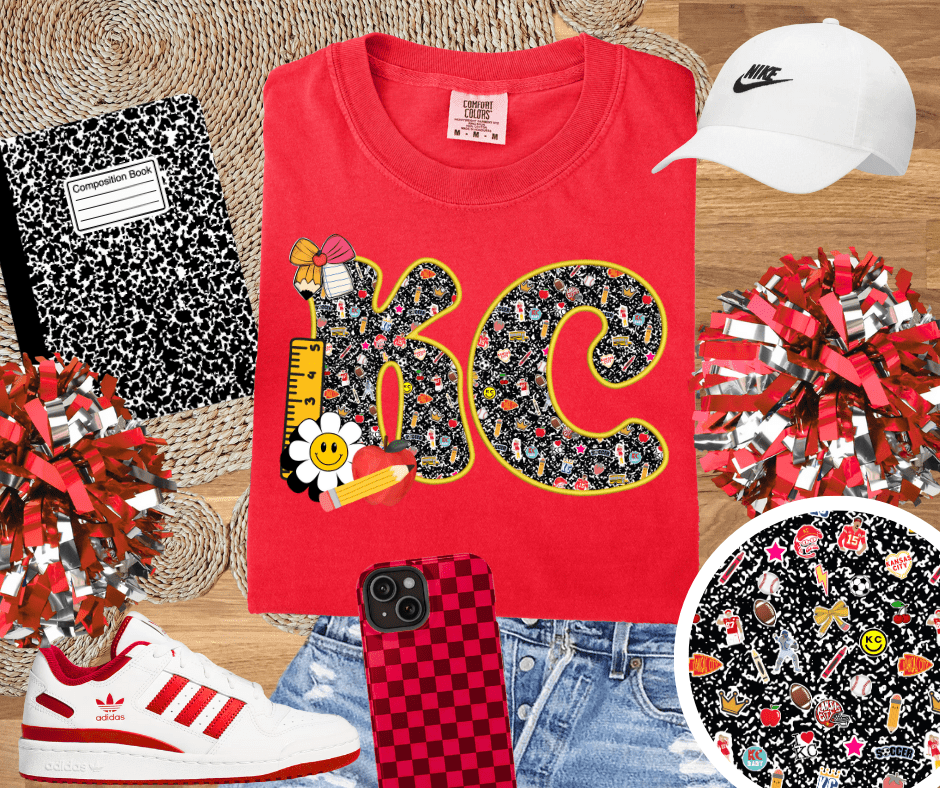 Yellow KC Composition Letters Red Tee - Tees - The Red Rival