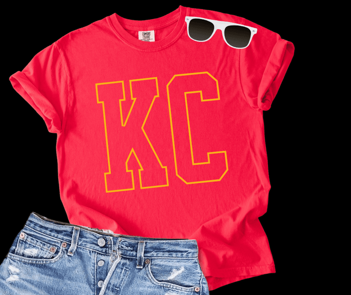 Yellow KC Letters (Pick Your Tee Color) - Tees - The Red Rival
