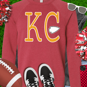 Yellow Simple KC arrowhead Crimson Tee or Sweatshirt - Wholesale - The Red Rival