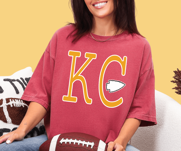 Yellow Simple KC arrowhead Crimson Tee or Sweatshirt - Wholesale - The Red Rival