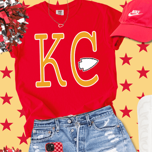 Yellow Simple KC arrowhead Red Tee or Sweatshirt - Wholesale - The Red Rival