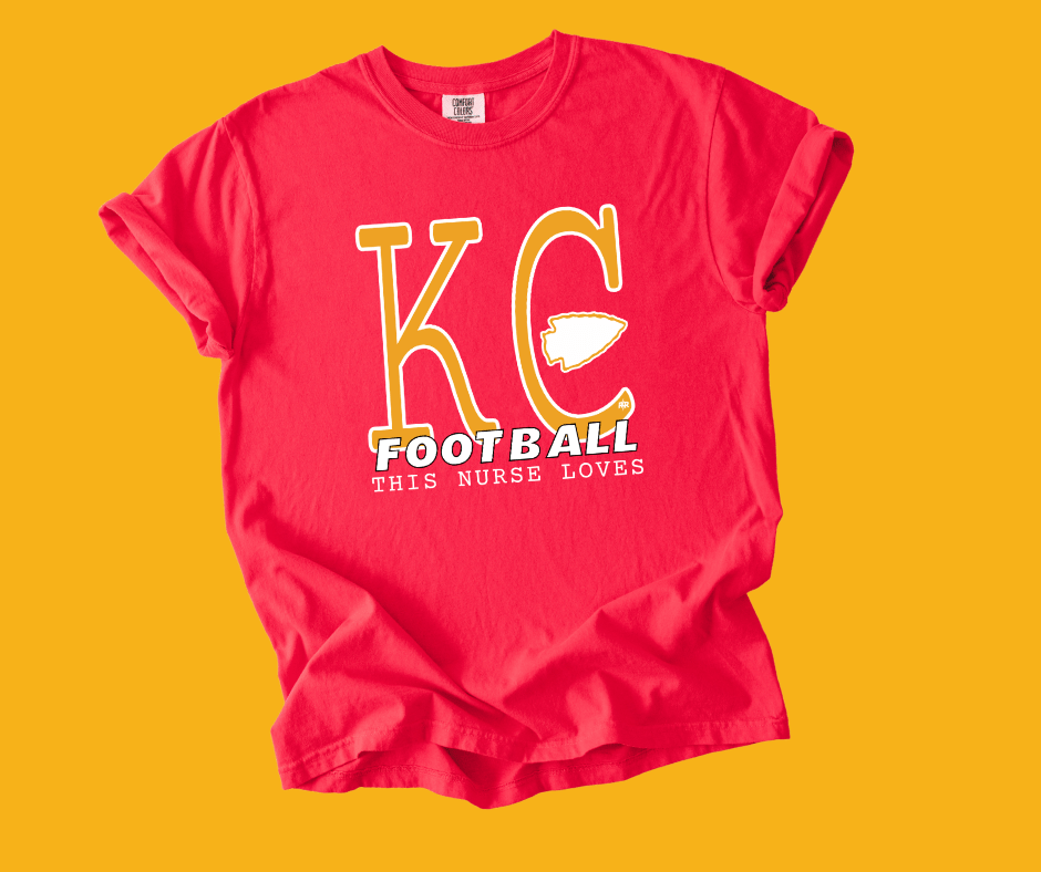 Yellow & White This Nurse Loves KC Football - Tees - The Red Rival
