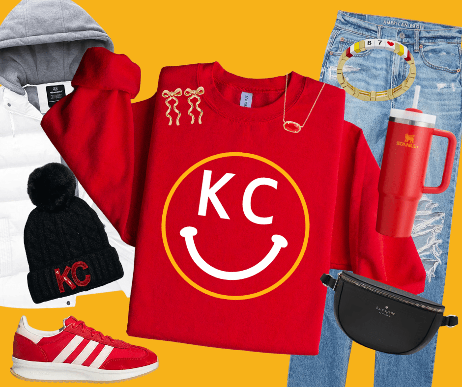 Yellow/White KC Happy Face Sweatshirt or Tee - Tees & Sweatshirts - The Red Rival