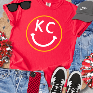 Yellow/White KC Happy Face Sweatshirt or Tee - Tees & Sweatshirts - The Red Rival