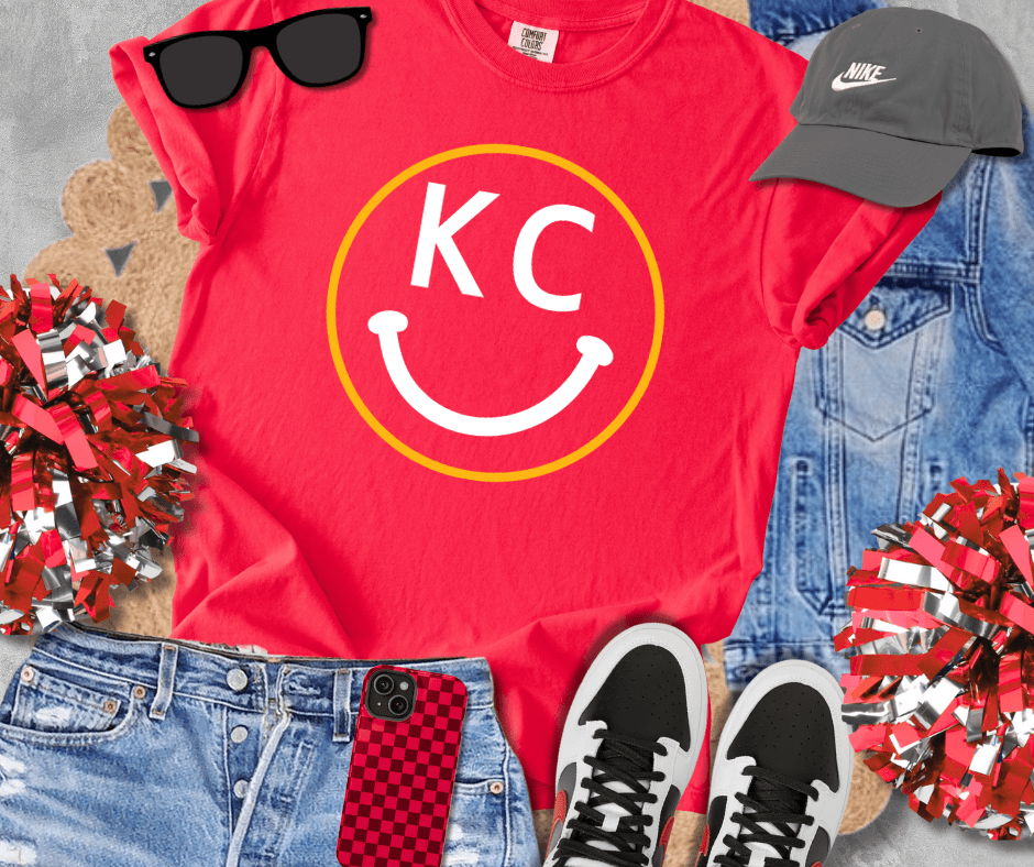 Yellow/White KC Happy Face Sweatshirt or Tee - Tees & Sweatshirts - The Red Rival
