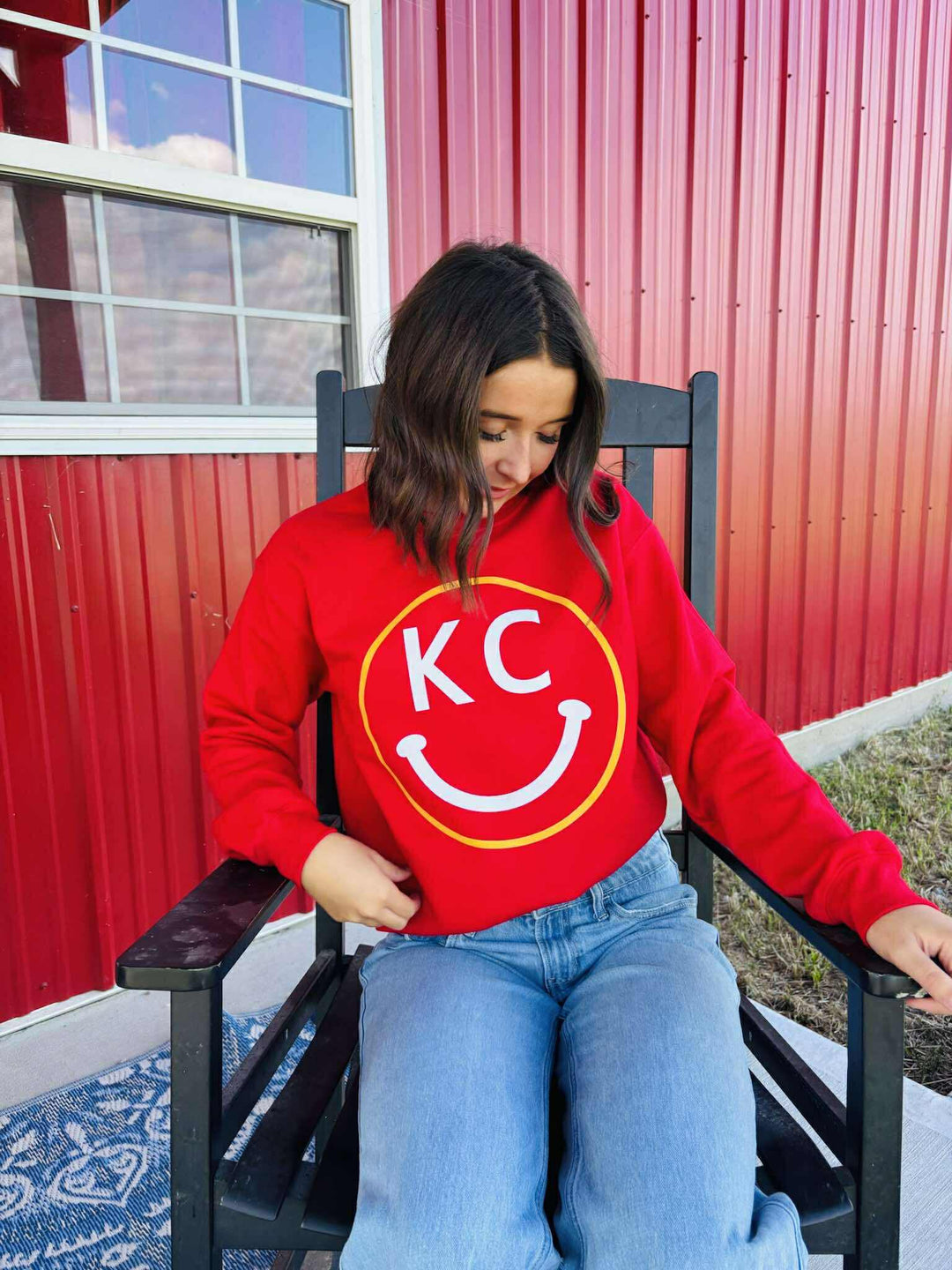 Yellow/White KC Happy Face Sweatshirt or Tee - Tees & Sweatshirts - The Red Rival