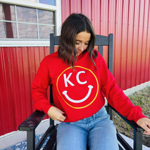 Yellow/White KC Happy Face Sweatshirt or Tee - Tees & Sweatshirts - The Red Rival