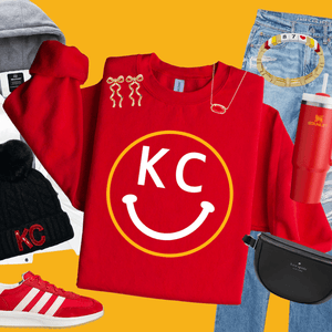 Yellow/White KC Happy Face Sweatshirt or Tee - Tees & Sweatshirts - The Red Rival