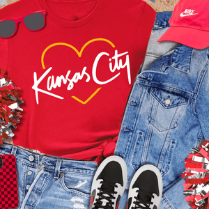 Yellow/White KC Script Heart Red Tee - Tees & Sweatshirts - The Red Rival