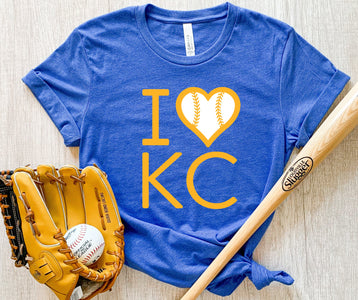I Heart KC Baseball Heather Royal Blue Tee - Graphic Tee - The Red Rival