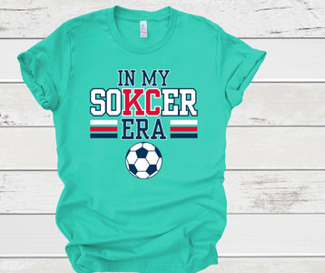 IN MY SOKCER ERA Womens Soccer Teal Tee - Graphic Tee - The Red Rival